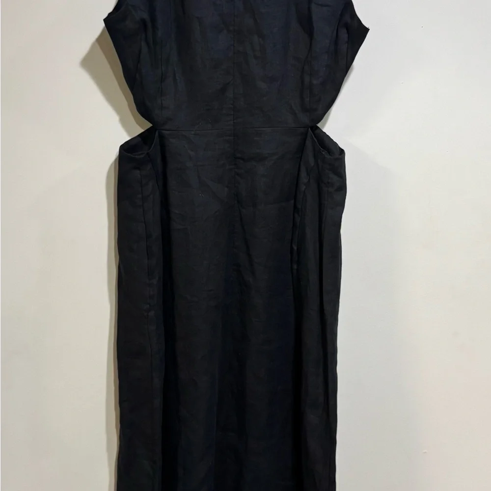 Boden cutout midi‎ maxi dress linen cotton sleeveless lightweight black siz...14